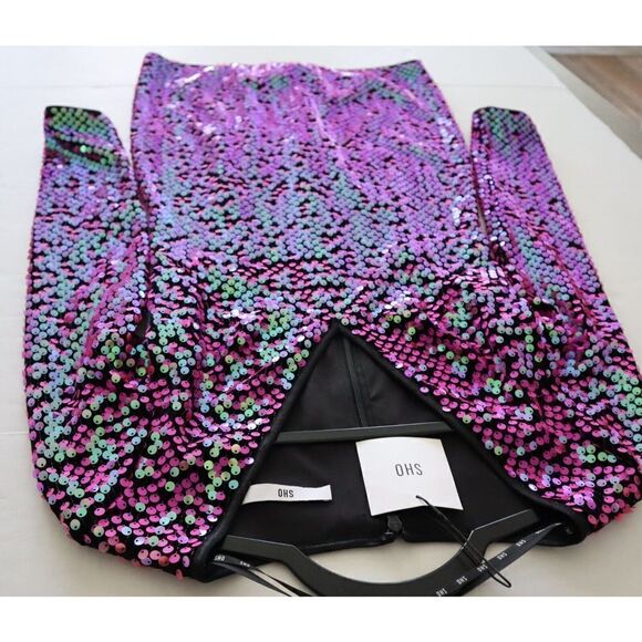 SHO x Tadashi Shoji Sz XXS Hot Pink Long Sleeve Paillette Body-Con Dress - Picture 12 of 16